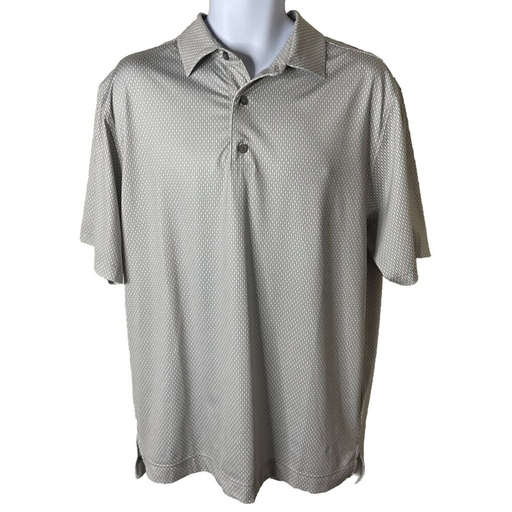 FootJoy FJ Mens Size Medium‎ Grey Pink Geometric Pattern Short Sleeve Golf Polo